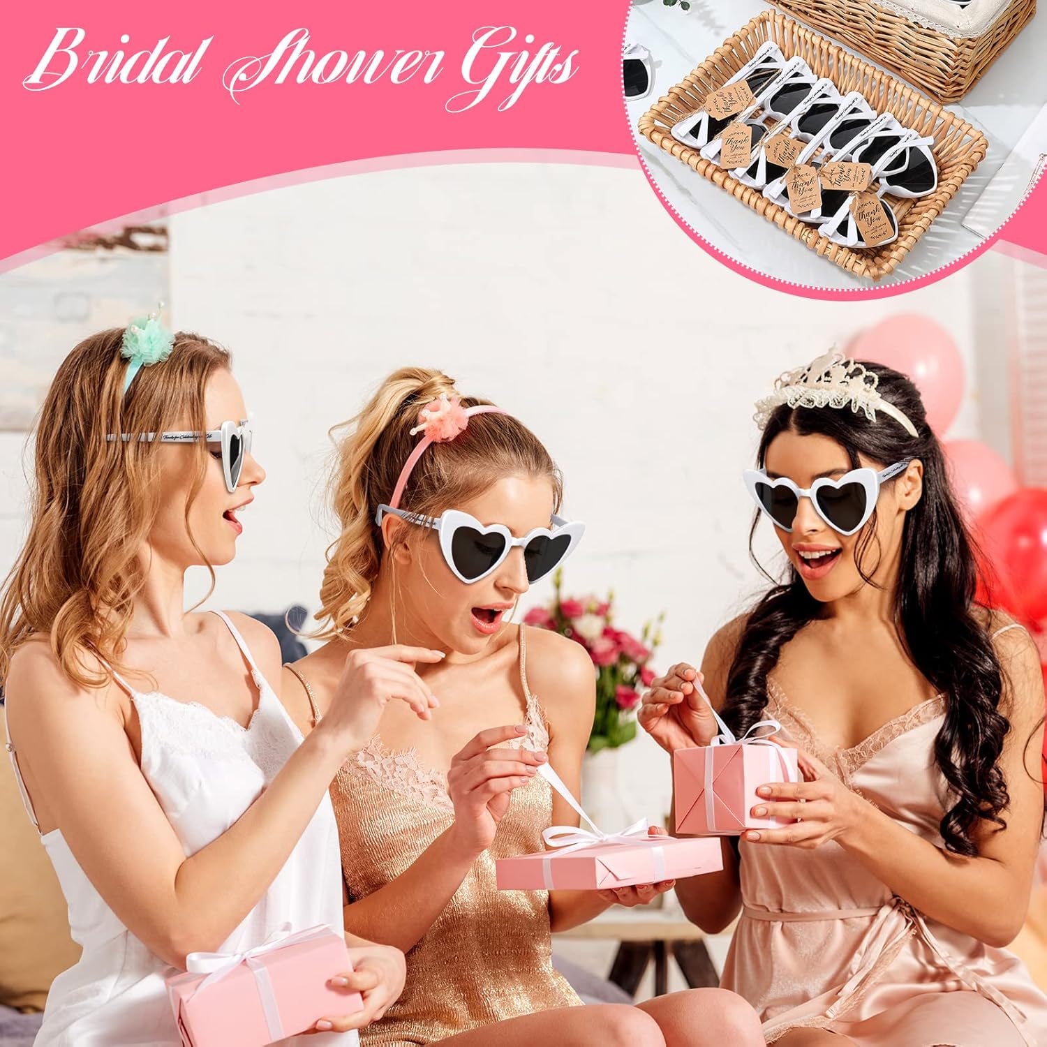 Vabean Heart-Shaped Bridal Sunglasses for Party Guests
