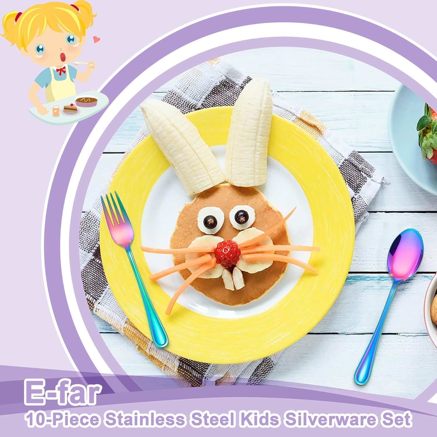 E-far 10-Piece Rainbow Toddler Utensils Set
