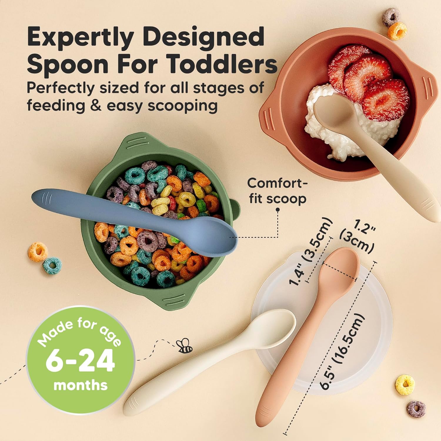 KeaBabies Silicone Baby Spoons 3-Pack