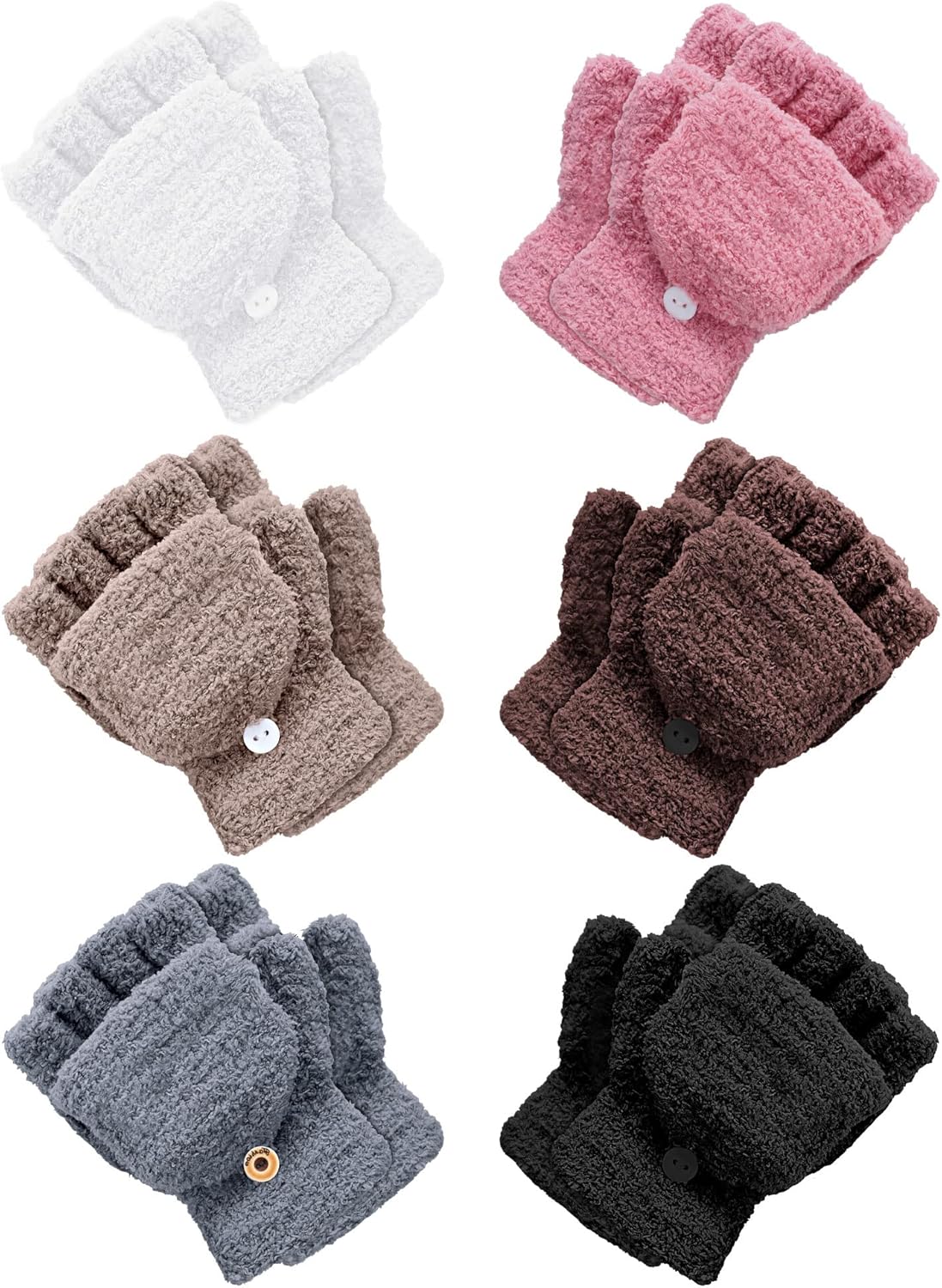 6-Pair Kids Fingerless Gloves Winter Gloves