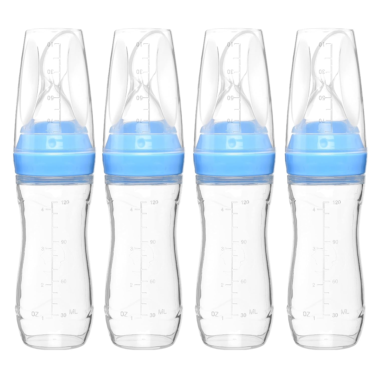 4 oz Silicone Baby Food Dispensing Spoon - 4 Pack Blue
