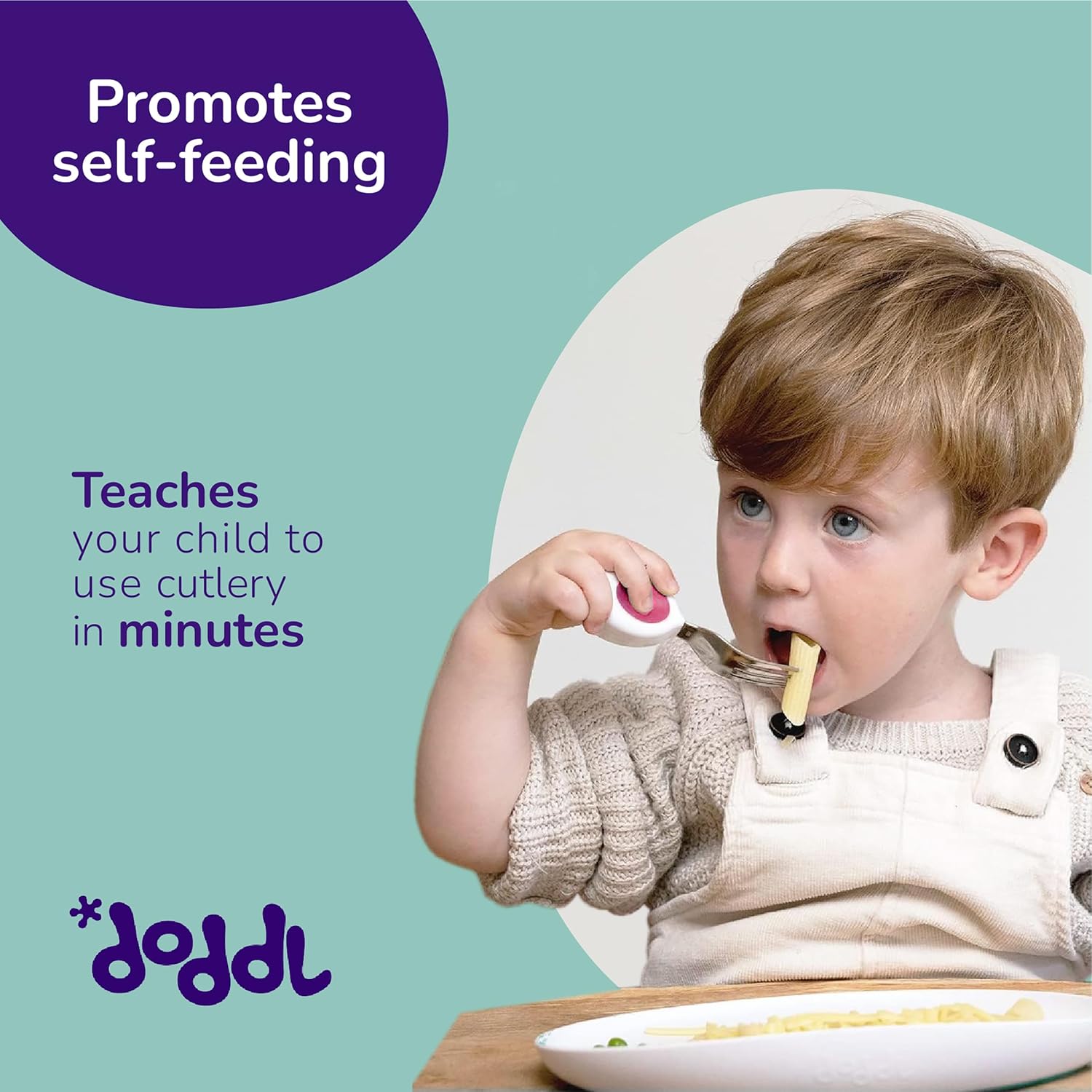 Doddl Toddler Utensils Set Ergonomic for Independent Eating Stainless Steel
