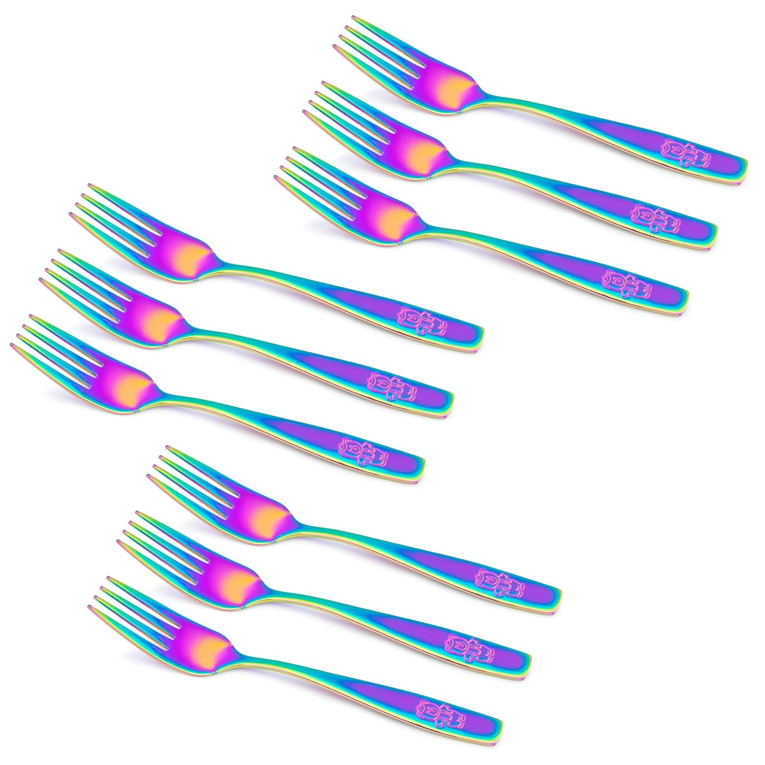 GlossyEnd 9-Piece Stainless Steel Rainbow Kids Cutlery Set