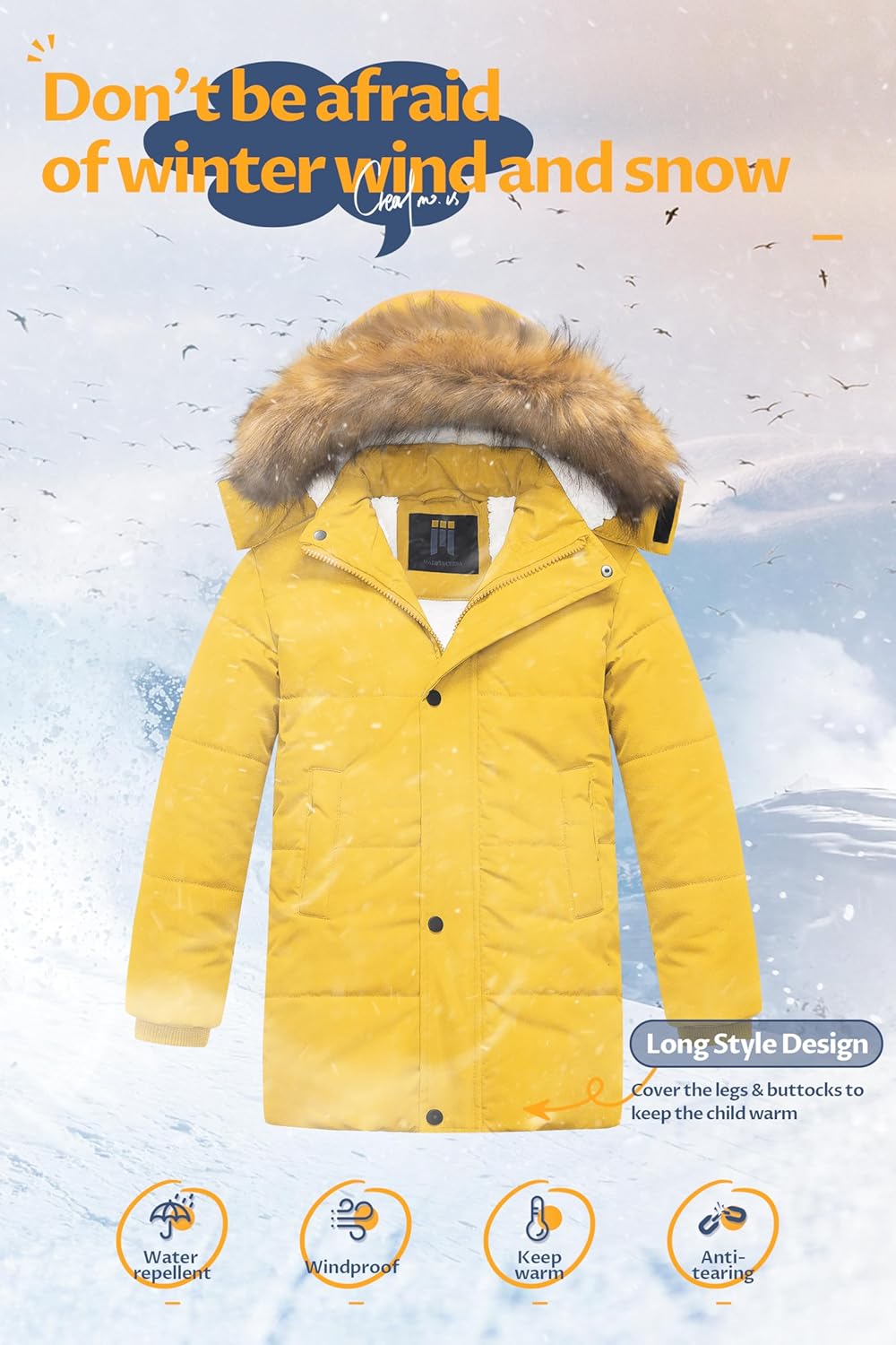 CreateMO US Boys Sherpa Parka