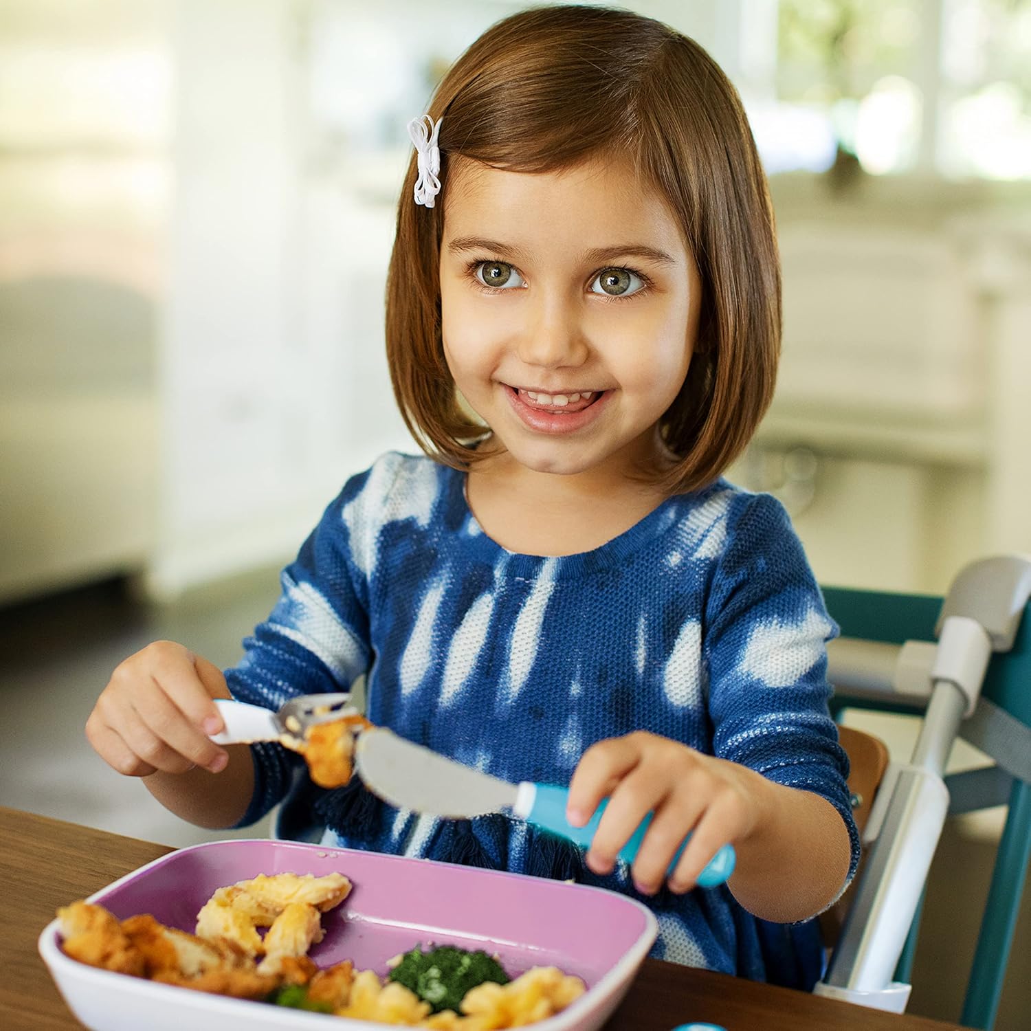 Munchkin Splash Toddler Fork Knife Spoon Set 6 Pack Blue Green