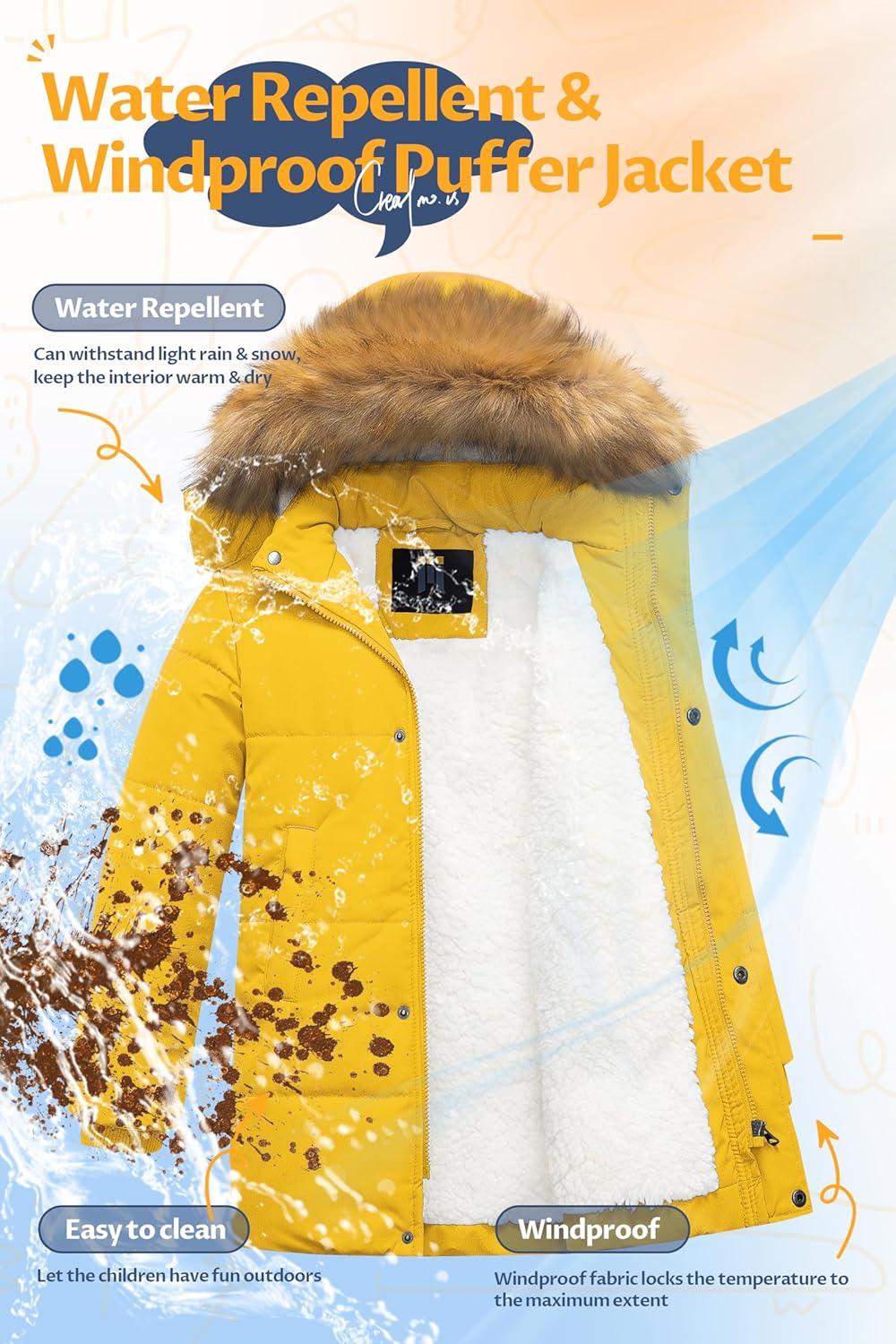 CreateMO US Boys Sherpa Parka