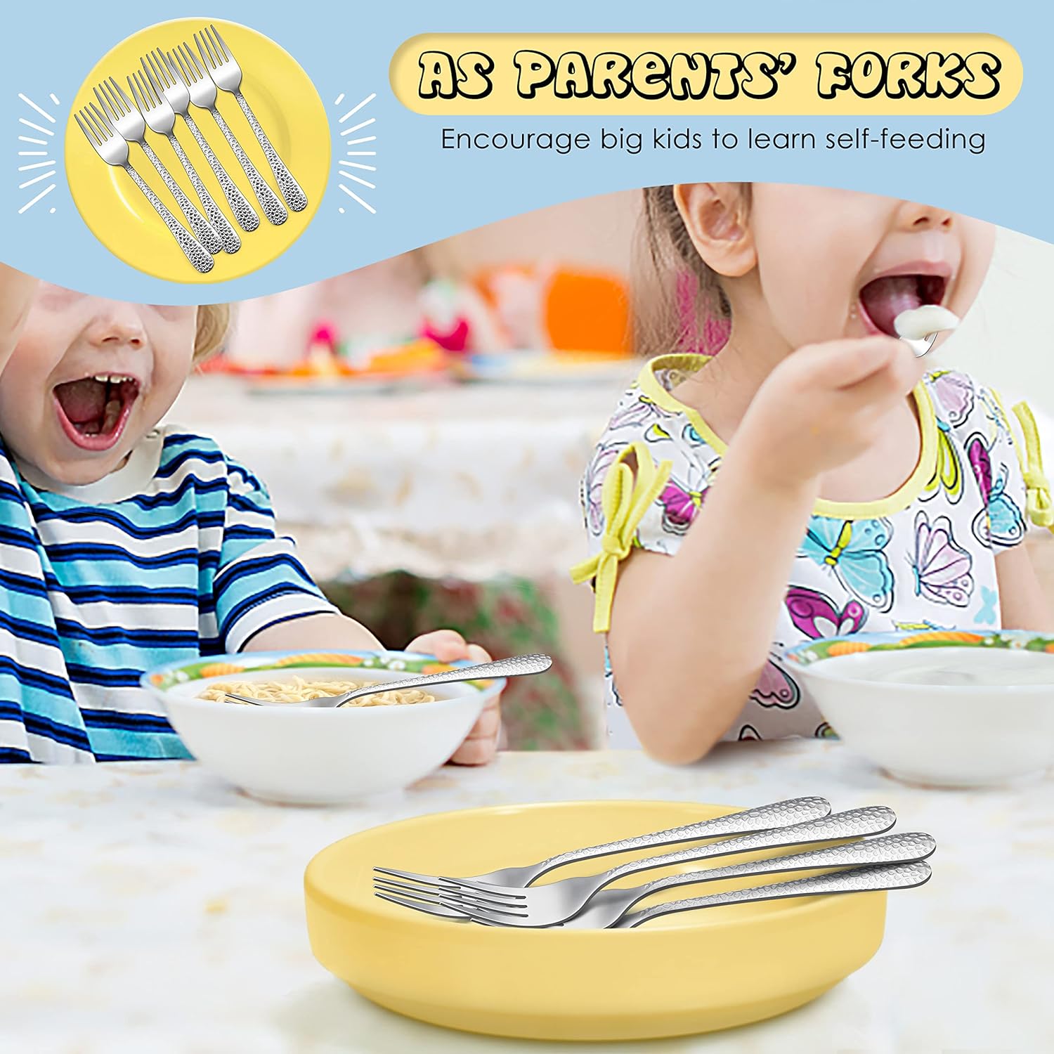 E-far Stainless Steel Kids Forks Safe Durable for Preschoolers