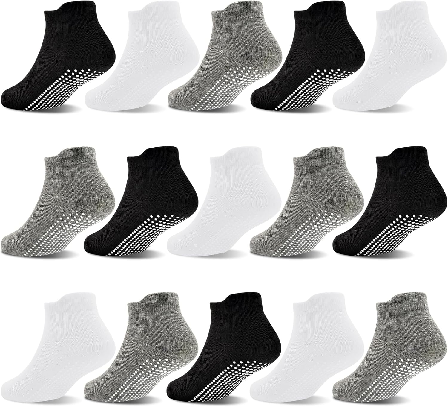 GRPKCOS Non-Slip Toddler Grip Socks 15 Pairs for 1-7 Years