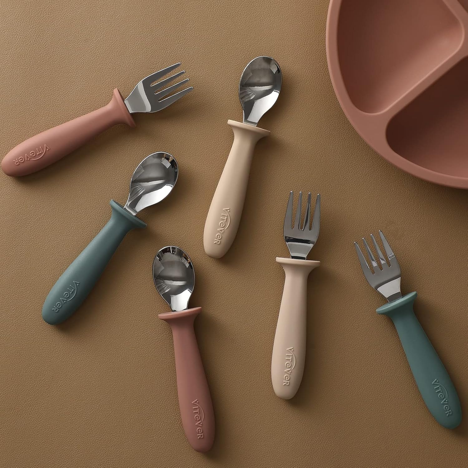 6-Piece Toddler Utensils Set with Silicone Handle