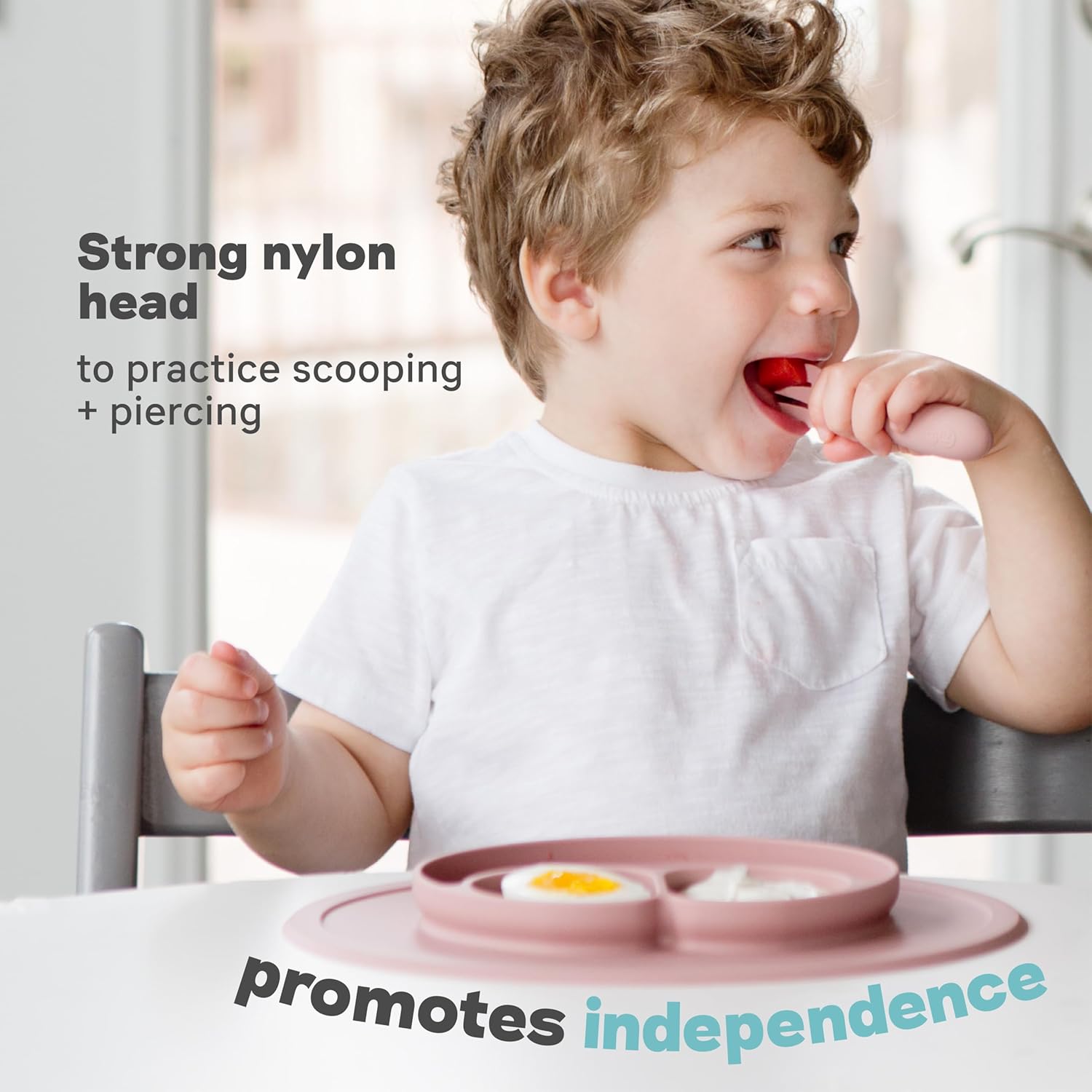 ezpz Mini Utensils for Toddler Blush Color