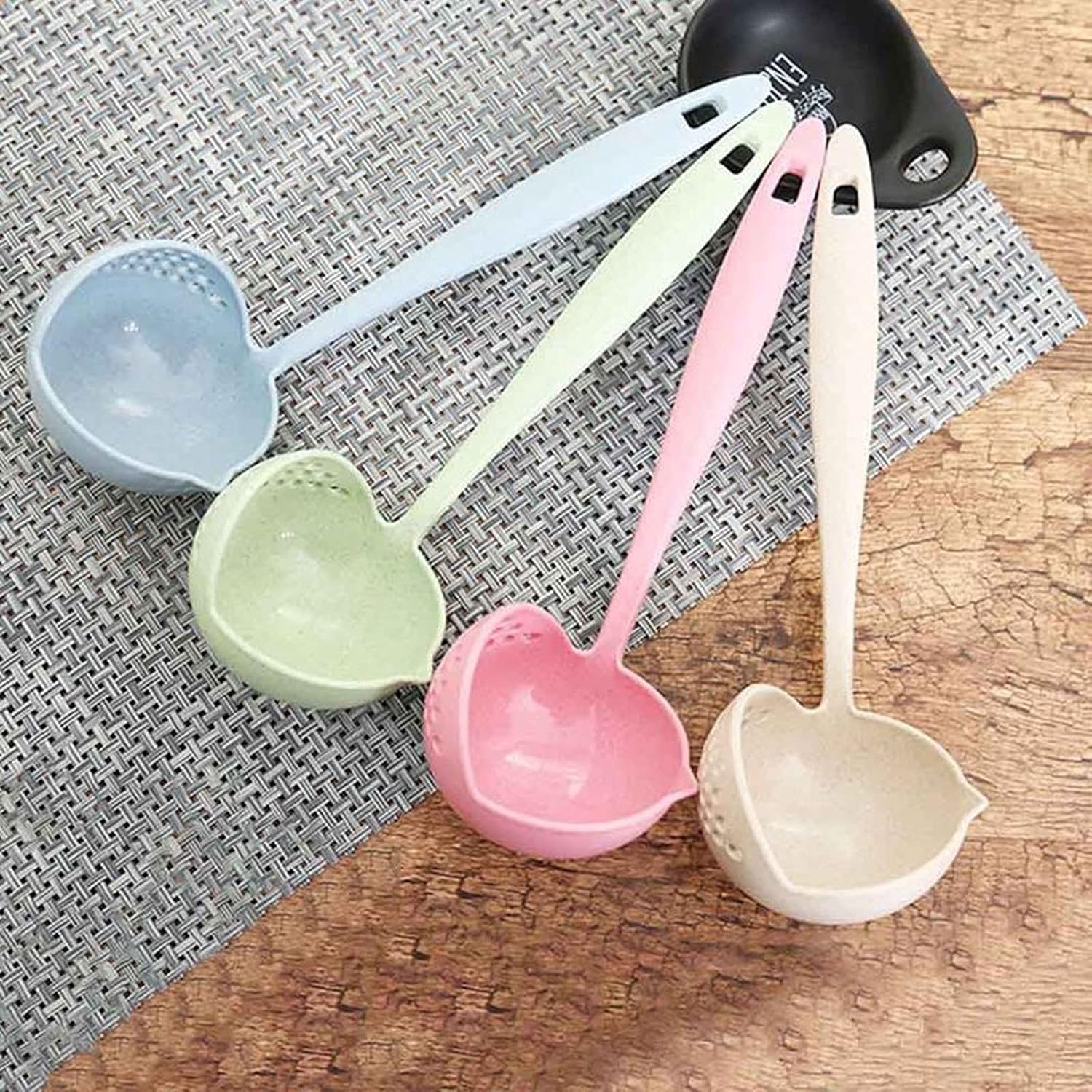 NPQPNAFC 2 in 1 Long Handle Soup Spoon Strainer