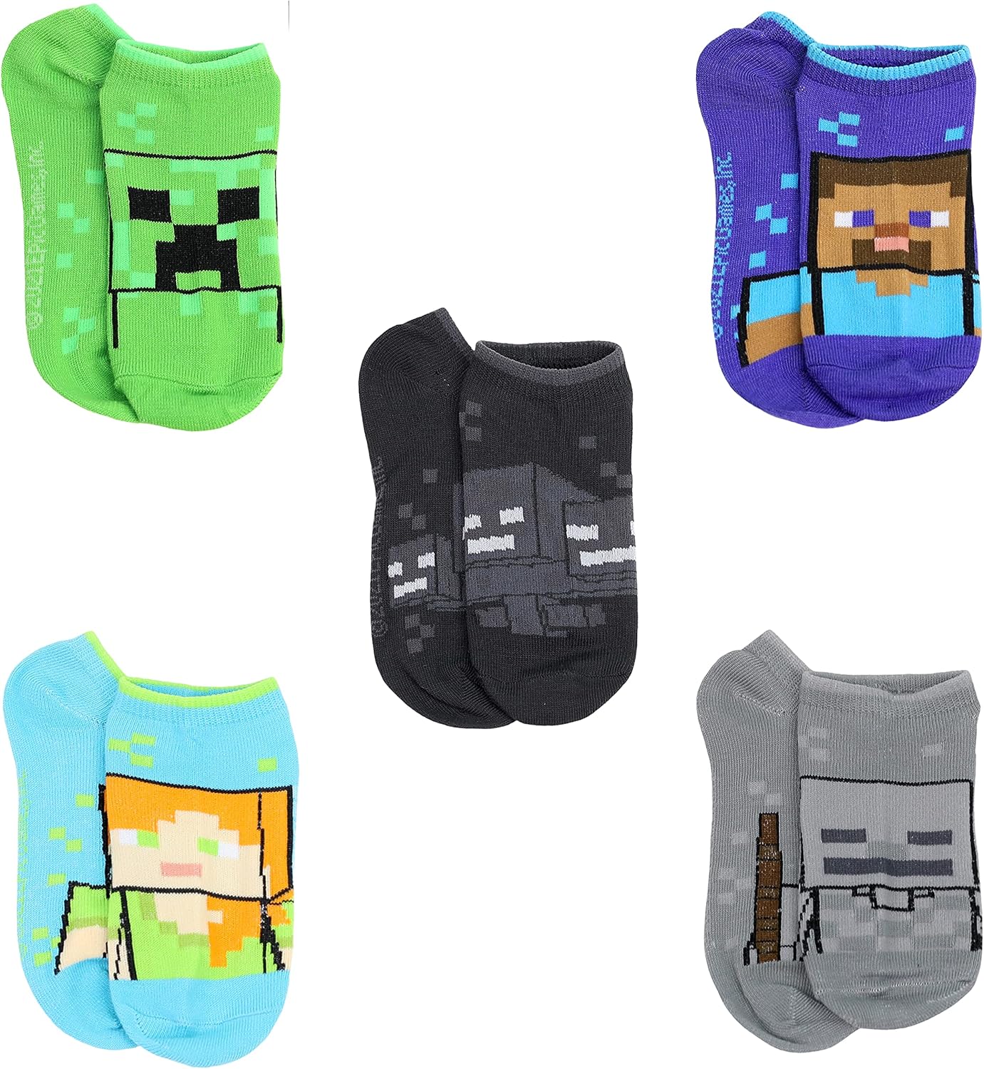 Minecraft Boys 5-Pack Socks Small Medium