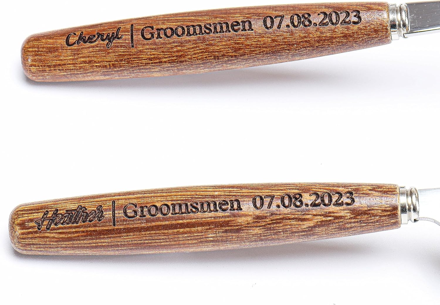 Personalized Wood Handle Stainless Steel Utensil Set with Gift Box